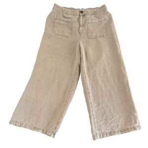 C&C California Size 10 Tan Wide Leg Linen Blend‎ Women's Pants